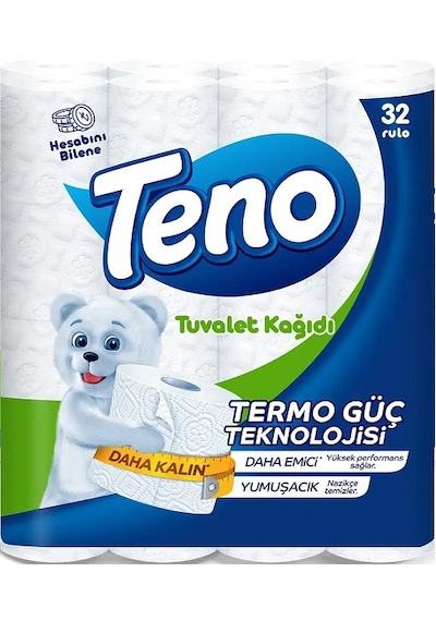 Teno 2 Katlı % 100 Selüloz Tuvalet Kağıdı 32'li