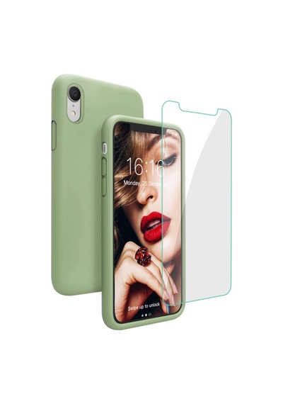 iPhone Uyumlu 7 Plus 8 Plus Içi Kadife Soft Lansman Silikon Telefon Kılıfı - Ekran Koruyucu Açık Yeşil