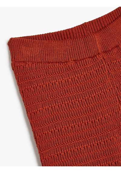 Koton Basic Bol Paça Pantolon Beli Lastikli Pamuk Karışımlı Kiremit 5skg40002ht Kiremit