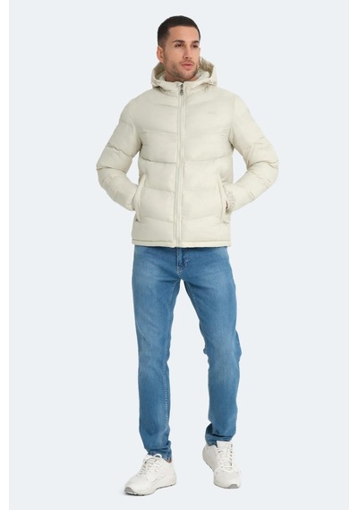 Slazenger World In Erkek Puffer Şişme Mont Kırık Beyaz Kırık Beyaz