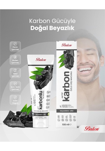 Balen Doğal Aktif Karbon Özlü Diş Macunu 100 Ml
