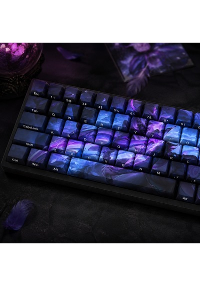 68 Tuşlu Spirit Blossom Akali Temalı Pbt Klavye Tuş Başlığı Seti Yan Baskılı, Boya Süblimasyonlu, Cherry Profil