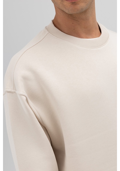 Vamos Basic Bisiklet Yaka Oversize Sweatshirt Taş
