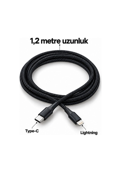 30w Pd Hızlı Şarj Kablosu Type C Lightning Led Göstergeli 1