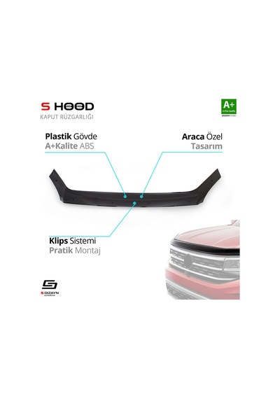 S-dizayn Ford Transit Abs Plastik Kaput Rüzgarlığı 2006-2014 A+kalite