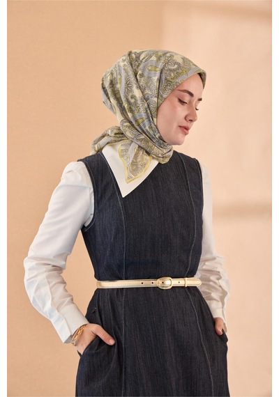 Silk Home Yaz Esintisi Eşarp 150002-23 Butter Yellow, Gri, Sarı,gümüş