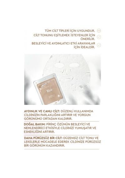 Mjcare On Rice Extract Mask - Pirinç Özlü Yüz Maskesi 20'li