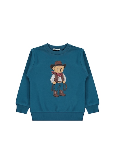 Civil Boys Ayı Baskılı 2-5 Yaş Sweatshirt - Yeşil Petrol