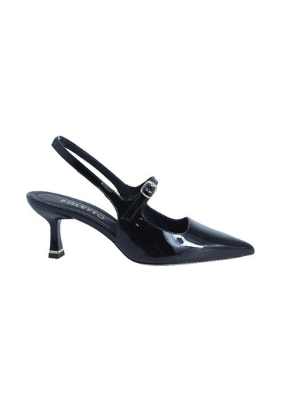 Poletto Hakiki Deri Sıyah Ayakkabı Stiletto 9841 112-2432 Siyah