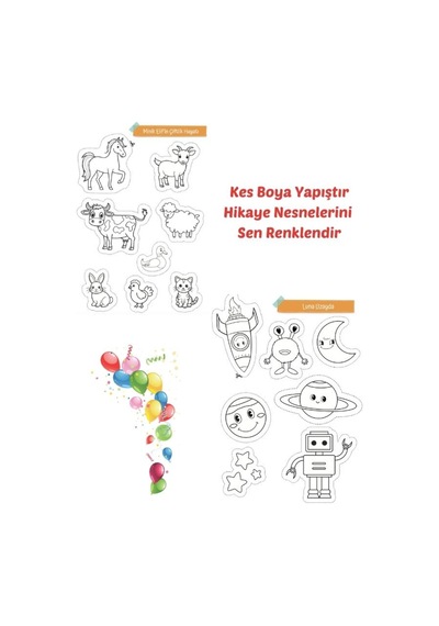Kes Boya Yapıştır Hikayeyi Sen Renklendir - Tak - Kes Yapıştır Etkinlik Kitabı