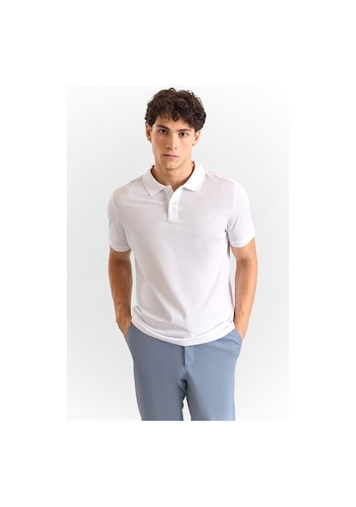 Süvari Beyaz Slim Düz Baskısız Pike Düğmeli Polo Yaka Tişört Ts1014000459-bey