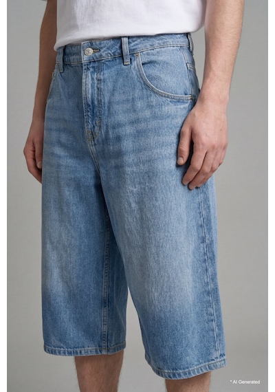 Defacto %100 Pamuk Super Baggy Fıt Mavi Bermuda Jean Şort I3952ax26hsnm28 Mavi-nm28
