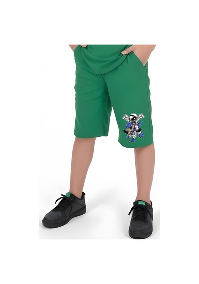 Fyk Kids Erkek Çocuk Tişört-şort Astranot Baskılı Alt-üst Takım Yeşil