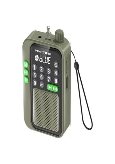 C9 Bluetooth Şarjlı Radyo Usb & Tf Kart Okuyucu Deprem Çantasına Uygun Fm Radyo, Haki