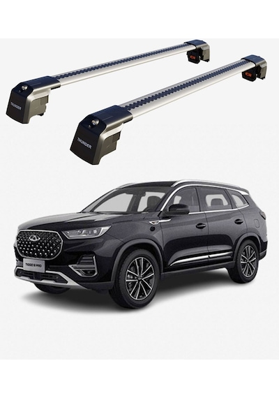 Chery Tıggo 8 Pro 2022-sonrası Trx2 Thunder Carrier Kilitli Ara Atkı Taşıyıcı Tavan Barı Siyah