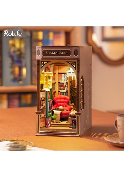 Rolife Tgb07 Kitapçı Bookstore Kitap Köşesi Book Nook Dıy Minyatür Maket Model Seti Mini Dollhouse 3d Model Kit Detaylı Dekoratif Hobi Seti 3d Puzzle Tiny House