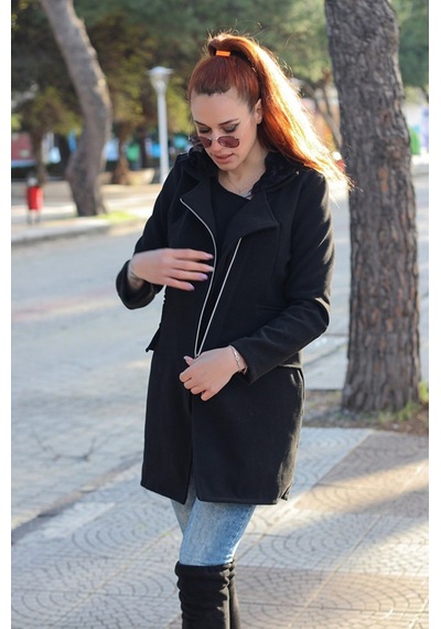 Barbora Kışlık Kürklü Kaşe Kadın Kaban 822siyah9 001