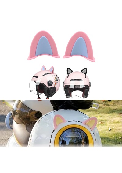 Microcase Motosiklet Kask Eşyalar İçin Sevimli Dıy Yapışkanlı Karakter Ve Parçalar Kedi Kulağı Seti - Al5258 Renkli