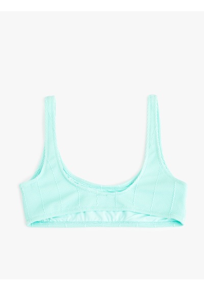 Koton Spor U Yaka Dokulu Bralet Bikini Üstü Green 5sak10175mm Yeşil