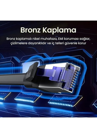 Cat7 10gbps Gigabit 600mhz Ftp Rj45 Flat Ethernet Kablosu 3 Metre Diğer