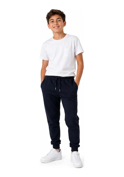 Caribou Çocuk, Süper Kalite, Yazlık, 6 - 16 Yaş Arası, Lacivert, Cepli, İki İplik, Compact Kumaş, Lastik Paçalı, Eşofman Altı