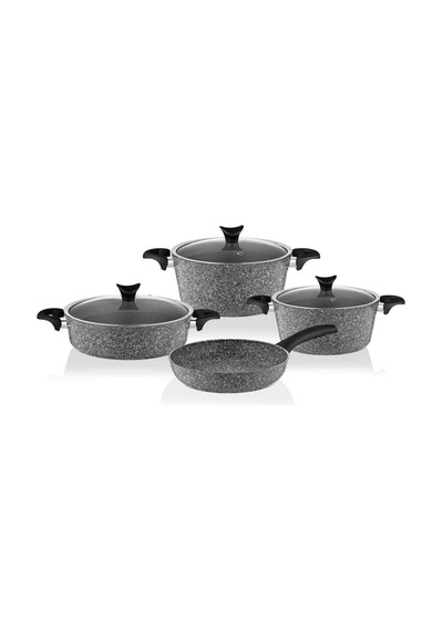 Taç 3455 Master Cook 7 Parça Granit Tencere Seti Siyah