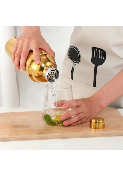 Perlotus Çelik Gold Kaplama 700 Ml Kokteyl Shaker Karıştırıcı