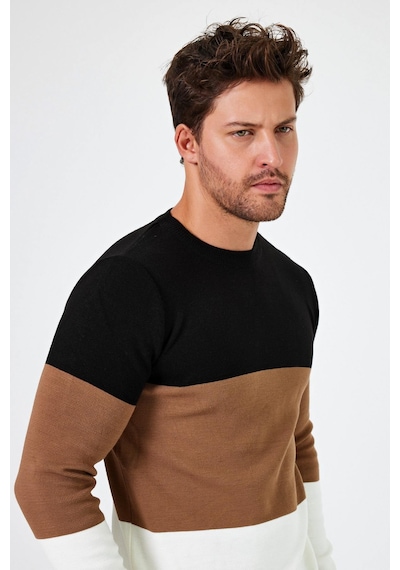 Alexander Gardi Alexandergardı Bisiklet Yaka Renk Bloklu Regular Fit Kazak E24-eze-05 001