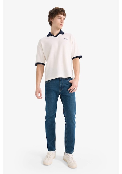 Defacto Dokulu Boxy Fit Polo Tişört F8352ax26sper105 Ekru-er105