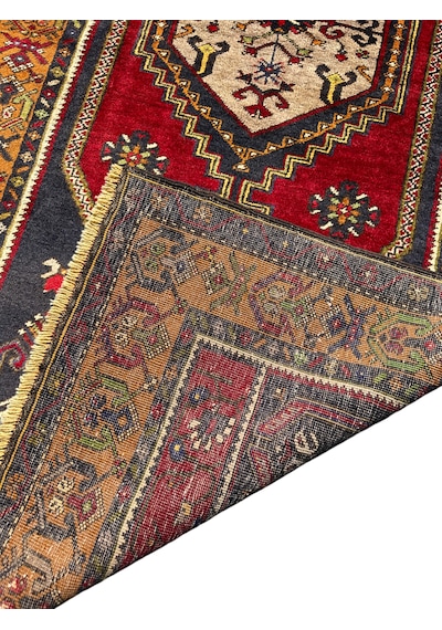 El Dokuma Sıfır Yahyalı 108x220 Kök Boya %100 Yün Halı Renkli