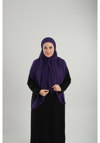 Hürrem Bone Mor Pratik Hazır Geçmeli Bone Şal Şifon Çapraz 2001 22 Mor