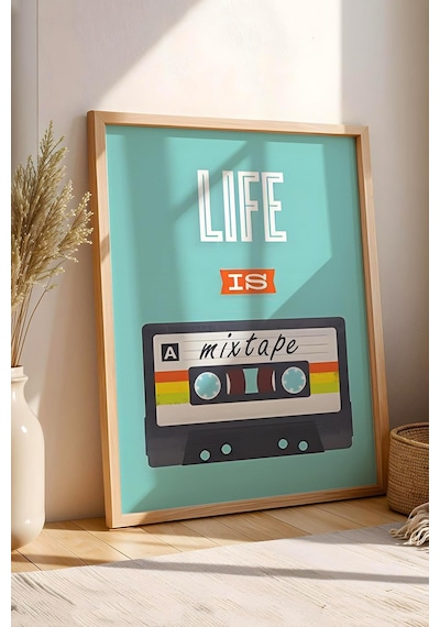 Life Is A Mixtape Kaset Çerçeveli Tablo - Pop Art Poster Tablo