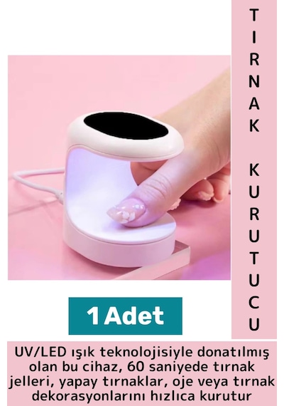 Yüksek Kaliteli Tırnak Oje Protez Tırnak 60 Saniye Hızlı Kurutma Uv Led Işıklı Mini Tırnak Kurutucu