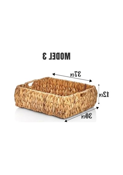 El Yapımı Hasır Bombeli Dekoratif Sepet - 37 X 30 X 12 Cm -