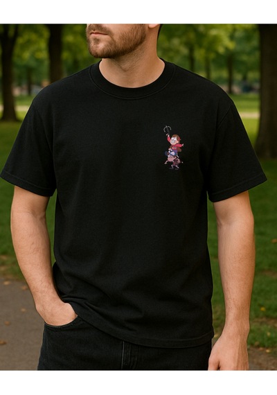 Dişsiz Tasarımlı Baskılı T-shirt Siyah