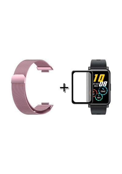 Forzacase Huawei Uyumlu Watch Fit 2 İçin Metal Mıknatıslı Kordon Kayış + Ekran Koruyucu Film - Fc297 Rose Gold