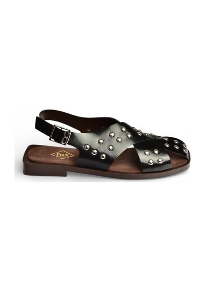 Fox Shoes Y458502760 Siyah Rustik Zımba Detaylı Kadın Sandalet Siyah