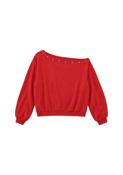 Hiccup Busem Kadın Bisiklet Yaka Polar Sweatshirt Kırmızı