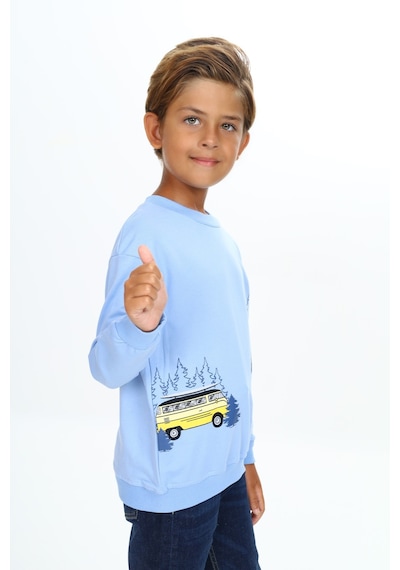 Toontoy Kids Toontoy Erkek Çocuk Baskılı Sweatshirt Mavi