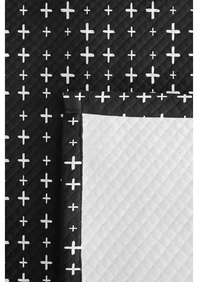 Siyah Geometrik Modern Genç Odası Tek Kişilik Pike Takımı - Minimal 160x220 Cm Kapitone Yatak Örtüsü Mistik Ot Dokusu
