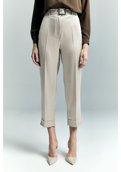 Lisa Saten Duble Paça Pantolon - Taş-137244 Taş