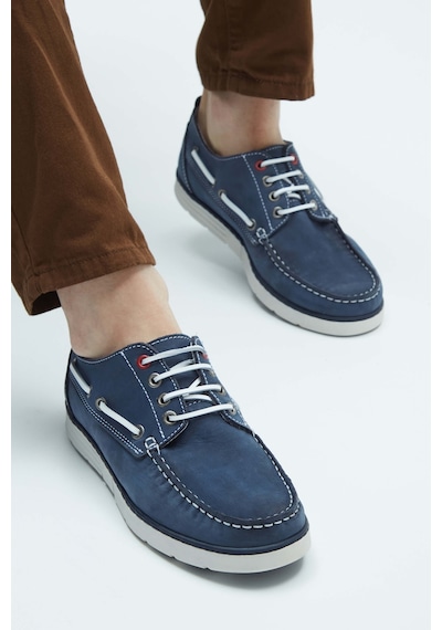 Tamer Tanca Erkek Hakiki Deri Mavi Casual Ayakkabı 496 6554 Erk Ayk Y23 Blue Mavi