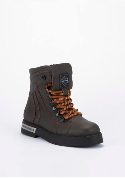 Harley Davidson 026g100011 Melfi Brown Baskılı Deri Kadın Bot Kahverengi