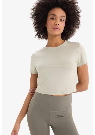DeFactoFit Crop Bisiklet Yaka Basic Düz Sporcu Kısa Kollu Tişört D7295AX25SPKH513