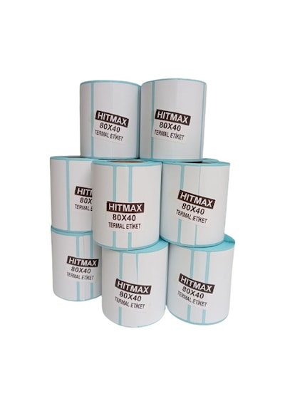 80X40 TERMAL ETİKET TOPLAM 12 RULO 1.KALİTE (TAM METRAJ)
