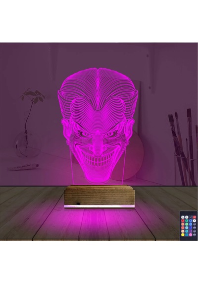 Luvivia Joker Face 3d Lamba - Masa Gece Lambası Şeffaf