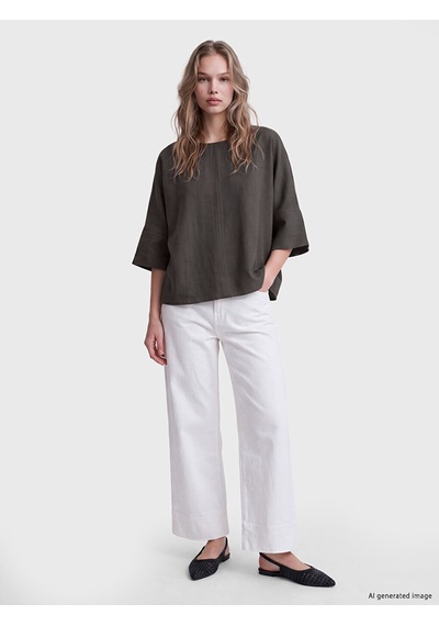 Lcw Vision Antrasit Bisiklet Yaka Oversize Bluz