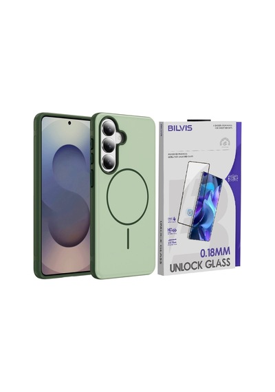 Vendas Galaxy S26 Uyumlu Joko Neksa M-safe Kapak + Bilvis Cam Ekran Koruyucu Yeşil