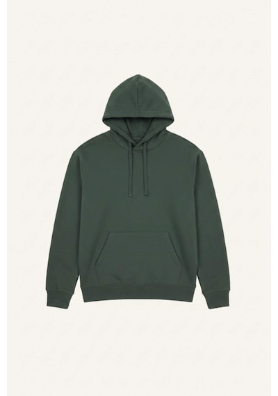 Defacto Regular Fit Kapüşonlu İçi Yumuşak Tüylü Kanguru Cepli Basic Düz Sweatshirt X8283az25augn1155 Yeşil