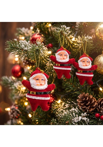 Bakgelal 6'lı Noel Baba Yılbaşı Ağacı Süsü 6 Cm Kırmızı Asılabilir Çam Ağacı Dekoru - 9057412767787 Diğer